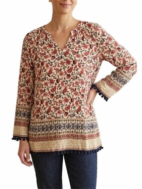 Dalia 1X Boho Top with Crochet Lace Trim